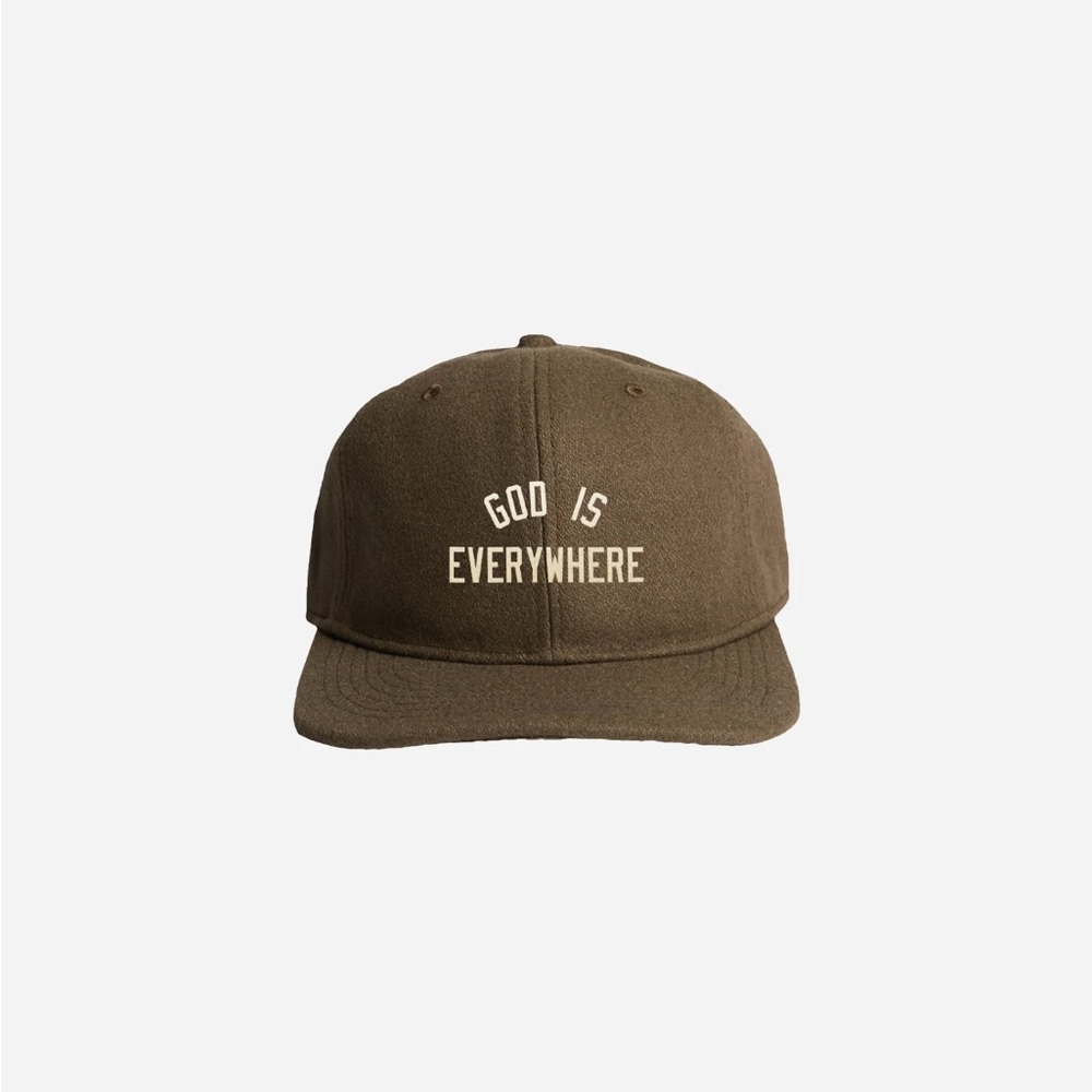 NHIM Apparel God Is Everywhere Wool Brown Baseball Cap Christian Jesus‎